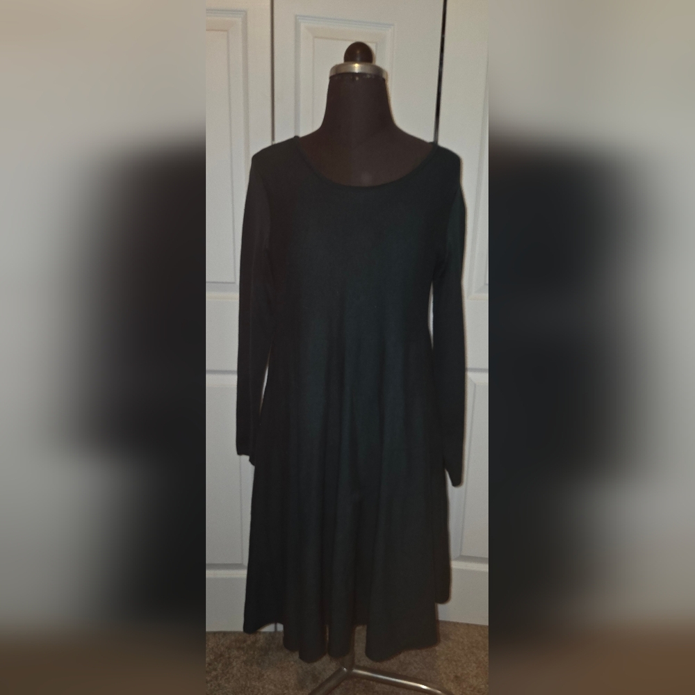 J. Jill Dark Green Long Sleeve Swing Dress